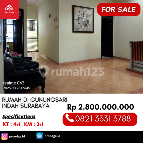 Rumah Terawat 4 Kamar Dijual 2 Miliar di Perumahan Gunungsari Indah Wiyung Surabaya Rumah Terawat 4 Kamar Dijual 2 Miliar di Perumahan Gunungsari Indah Wiyung Surabaya