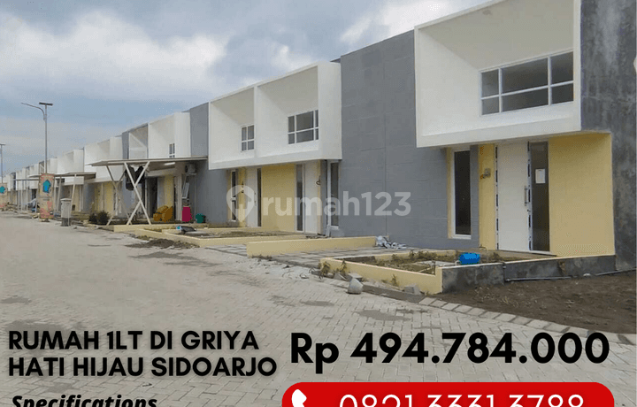 Rumah Ready Stok 1 lantai Angsuran 1 Jutaan di Griya Hati Hijau Candi Sidoarjo