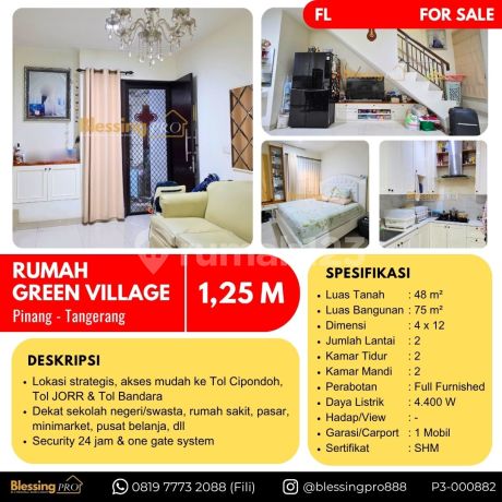 Dijual Rumah 2 Lantai Fully Furnished, Green Village, Tangerang Dijual Rumah 2 Lantai Fully Furnished, Green Village, Tangerang