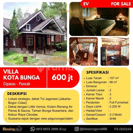 Dijual Cepat Villa Ala Pedesaan Eropa, Villa Kota Bunga, Cipanas, Puncak