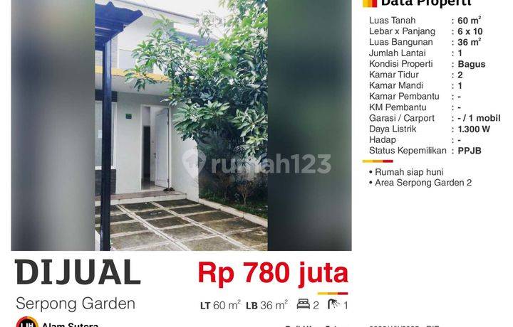 Dijual Rumah Siap Huni di Serpong Garden 2