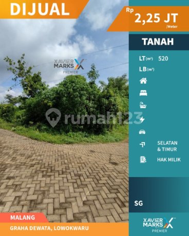 Large Land with Great View in Special Block, Graha Dewata Housing, Lowokwaru, Malang