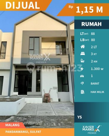 Dijual Rumah Modern Minimalis Baru Gress Di Pandanwangi, Sulfat Mlg