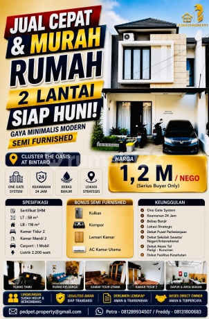 Rumah 2 Lantai Murah & Siap Huni di Cluster The Oasis At Bintaro Rumah 2 Lantai Murah & Siap Huni di Cluster The Oasis At Bintaro