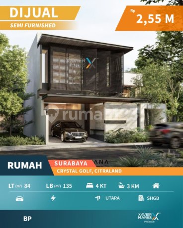 K23 Dijual Rumah Baru di Citraland Utama, Cluster Crystal Golf, Surabaya