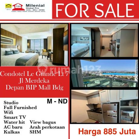 DIJUAL APARTEMEN CONDOTEL LE GRANDE LT7 JL MERDEKA BANDUNG - DEPAN BIP MALL