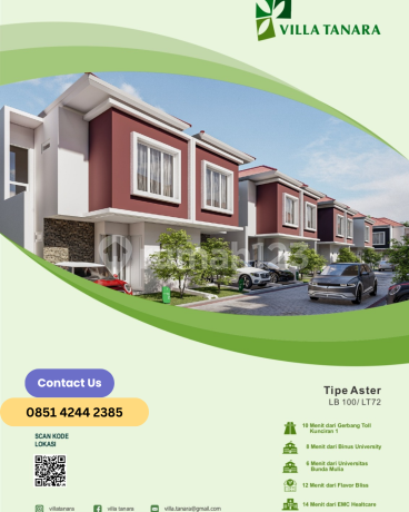 Rumah Dijual Villa Tanara - Cluster Strategis & Terbaik Rumah 2 LANTAI Nempel Alam Sutera Rumah Dijual Villa Tanara - Cluster Strategis & Terbaik Rumah 2 LANTAI Nempel Alam Sutera