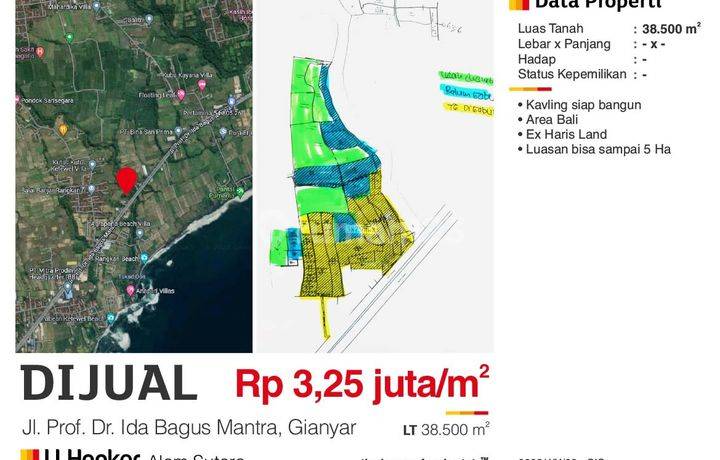  Tanah Kavling di Jl. Prof. Dr. Ida Bagus Mantra, Gianyar 38500 M²