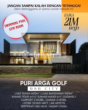 Rumah Minimalis Super Mewah Puri Arga Golf Bsb City Semarang