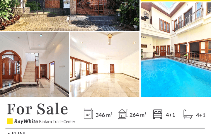 Jual Rumah Mewah Ada Pool di Taman Rempoa Indah Dekat MRT
