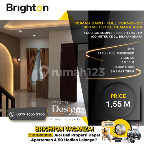 New Complex House, Fully Furnished. 900 M to Cemara Asri Complex.