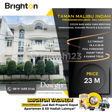 Rumah Taman Malibu Indah. Full Furnished. Lusa Tanah 18,6 X 50 M 