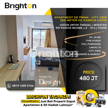 Apartment De Prima. Full Furnished. City View. Inti Kota. 500 M Ke Kampus Unpri
