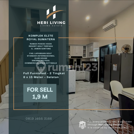 Rumah Hook Royal Sumatera. Full Furnished. Fas. Lapangan Golf,Dll