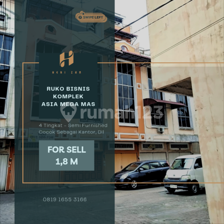 Ruko Bisnis 4 Tingkat. Komplek Asia Mega Mas. Semi Furnished