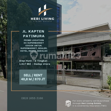 For Sale/Lease. Building on Jl. Kapten Patimura. Prime Location Medan