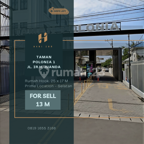 Prime Location. Rumah Hook. Komplek Taman Polonia 1. Jl. Juanda
