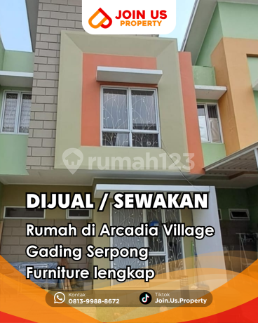 Dijual atau disewakan  !!!  Rumah di Arcadia Village Gading Serpong 