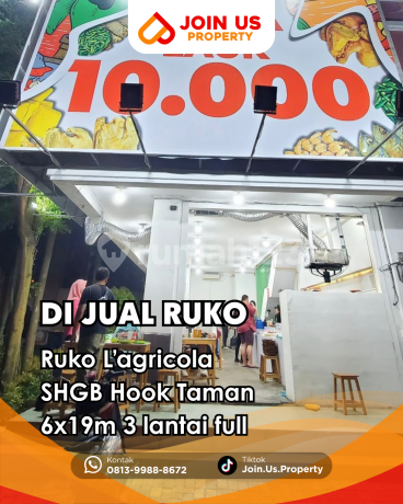 Dijual !!! Ruko L'agricola 3 Lantai Full Shgb Hook Taman (6X19m) Dijual !!! Ruko L'agricola 3 Lantai Full Shgb Hook Taman (6X19m)