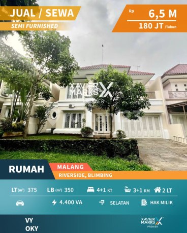 Rumah Mewah Eksklusif di Riverside Blimbing Malang Rumah Mewah Eksklusif di Riverside Blimbing Malang