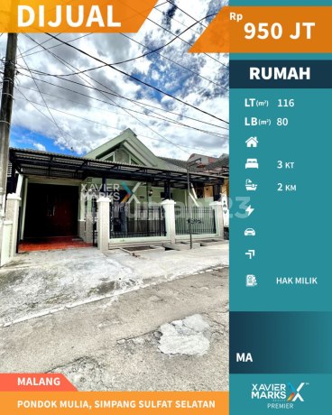 Dijual Rumah Pondok Mulia Malang 3Kt SHM Harga Nego