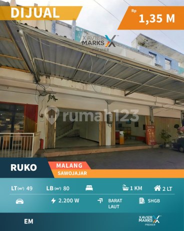 Dijual Ruko Area Ramai di Sawojajar Mas Malang