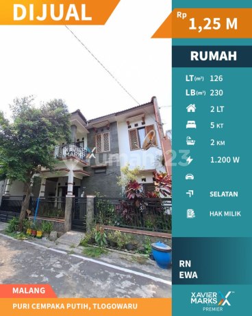 Rumah 2 Lantai di Puri Cempaka Putih Kedungkandang Malang
