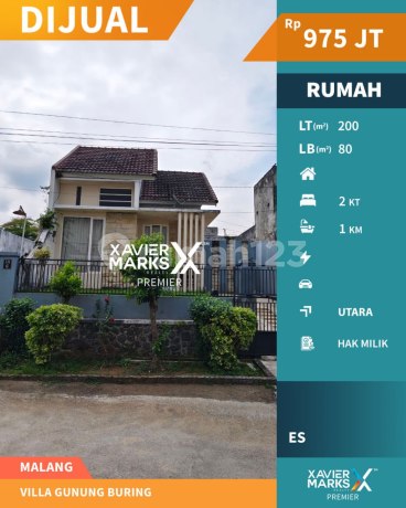 Rumah Terawat Under 1 M di Villa Gunung Buring Malang Blok AN