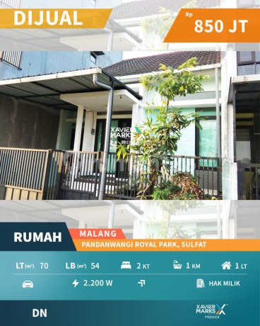 Rumah Siap Huni di Pandanwangi Royal Park Blimbing Malang