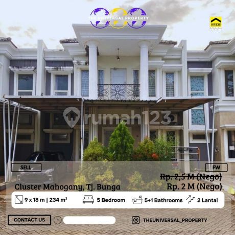 Dijual Rumah Siap Huni Cluster Mahogany Tj Bunga 2Lantai Nego FW