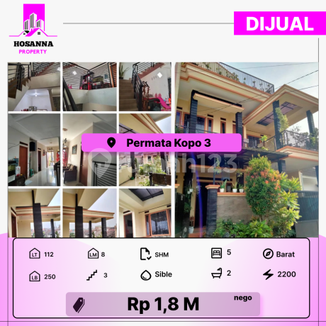 Rumah 3 Lantai Bagus SHM di Permata Kopo 3, Bandung