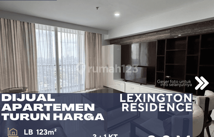 Bintaro Jakarta Selatan Dijual Termurah Apartemen Lexington Residence 3BR Full Furnish Turun Harga