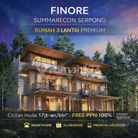 Premium 3-Storey Finore House Summarecon Serpong - Starting Price 3 Billion, Installments from 17 Million, VAT Included.