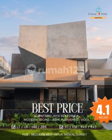 Bintaro Jaya Sektor-9, Tang-Sel. Rumah Modern, Mewah, 2Lt, S Pool