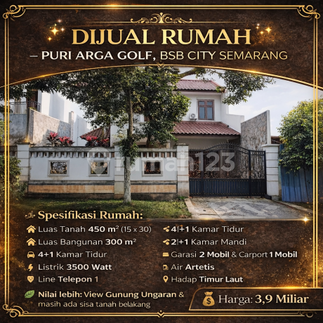 Rumah Mewah LT 450M2 Puri Arga Golf Bsb City