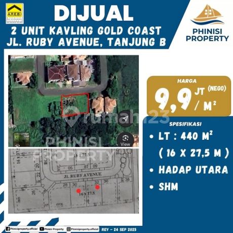Dijual Tanah Kavling Kompleks Gold Coast Tanjung Bunga