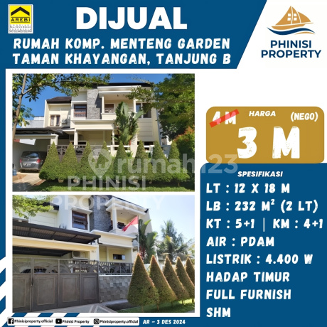 Dijual Rumah Mewah Full Furnish di Taman Khayangan Tanjung Bunga