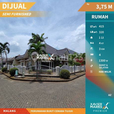 Rumah Hook Terawat Semi Furnish di Bukit Cemara Tujuh Malang