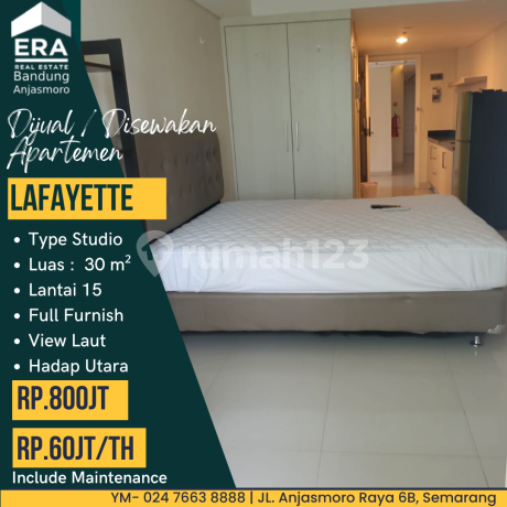 Dijual Apartemen Lafayette Type Studio Lantai 15 Full Furnish 