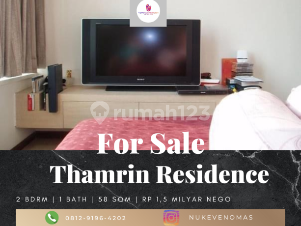 Dijual Apartemen Thamrin Residence 2 Bedrooms Furnished Tower B