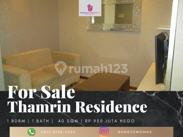 Dijual Apartemen Thamrin Residence 1 Bedroom Furnished View Mas Mansyur