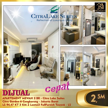 DIJUAL MURAH APARTEMENT 3 BR FULL FURNISH CITRALAKE SUITE CENGKARENG JAKARTA BARAT DIJUAL MURAH APARTEMENT 3 BR FULL FURNISH CITRALAKE SUITE CENGKARENG JAKARTA BARAT