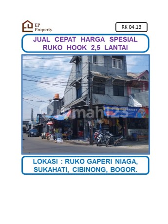 Special Price for 2.5-Story Hook Shop in Ruko Gaperi Niaga, Sukahati, Cibinong, Bogor.