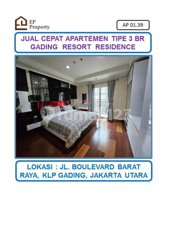 Harga Spesial Apartemen Gading Resort Residence 3 BR di Kelapa Gading,Jakarta Utara. Harga Spesial Apartemen Gading Resort Residence 3 BR di Kelapa Gading,Jakarta Utara.