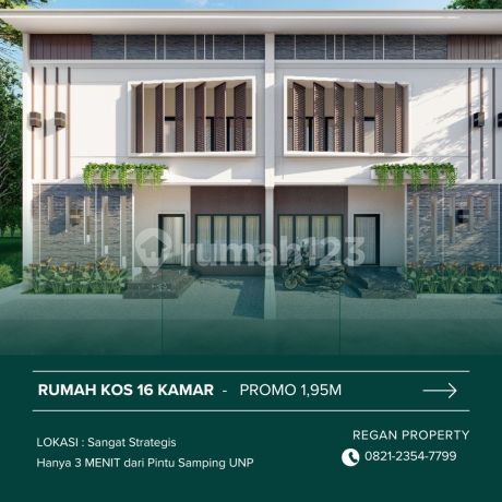 Dijual Rumah Kost 16 Kamar Income 210jt Pertahun Strategis 3 menit ke Kampus UNP Air Tawar