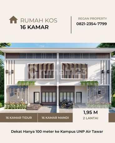 Investasi Cerdas Rumah Kos 16 Kamar Income 210jt Pertahun Hanya 3menit Ke UNP Padang