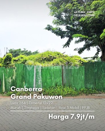 Kavling Canberra Grand Pakuwon  STRATEGIS, ROW JALAN 3 MOBIL