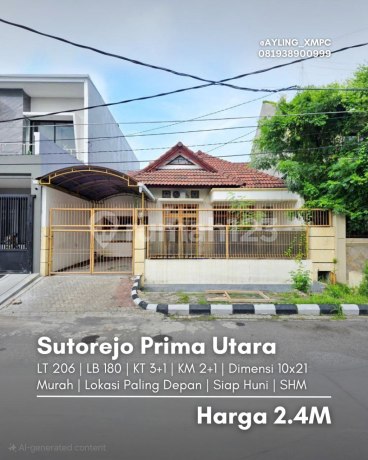 Rumah Sutorejo Prima Utara STRATEGIS, SIAP HUNI, ROW JALAN 3 MOBIL, LOKASI PALING DEPAN Rumah Sutorejo Prima Utara STRATEGIS, SIAP HUNI, ROW JALAN 3 MOBIL, LOKASI PALING DEPAN