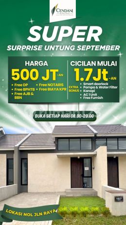 Cendani Living Rumah Murah Harga 400 Jutaan Cicilan 2 Jutaan DP 0 Free Biaya2