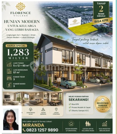 Hanya 1 Unit Termurah 60M2 Rumah Cluster Florence Village Jgc 3 Kamar 2 Lantai Bonus 3 Ac bisa KPR Hanya 1 Unit Termurah 60M2 Rumah Cluster Florence Village Jgc 3 Kamar 2 Lantai Bonus 3 Ac bisa KPR